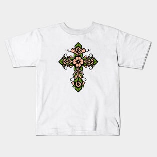 Floral Cross Kids T-Shirt